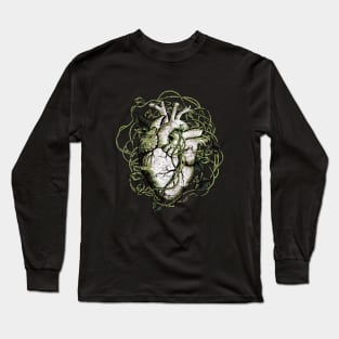 Human heart and climbing plant, green, nature and garden lovers, Anatomy illustration art Long Sleeve T-Shirt